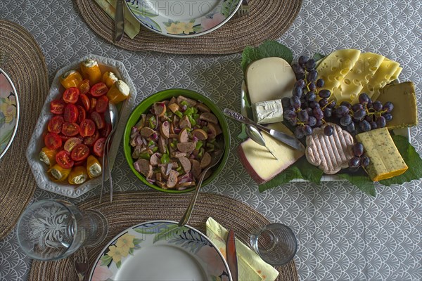 Set table with cold buffet