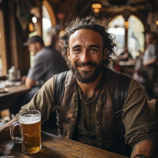 Beer and snacks in an alpine hut in the mountains
