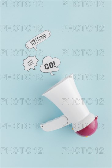 Top view chat bubbles with megaphone