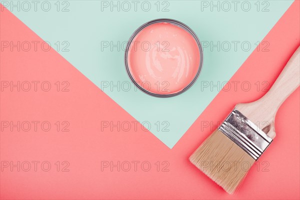 Paint can paintbrush mint coral dual backdrop