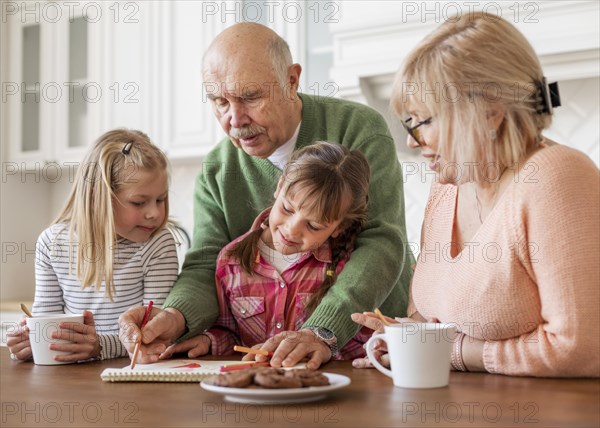 Medium shot grandparents girls