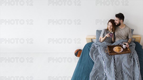 Morning breakfast bed copy space
