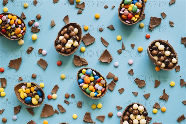 Chocolate eggs with sweets
