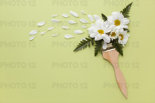 Painting brush with flowers
