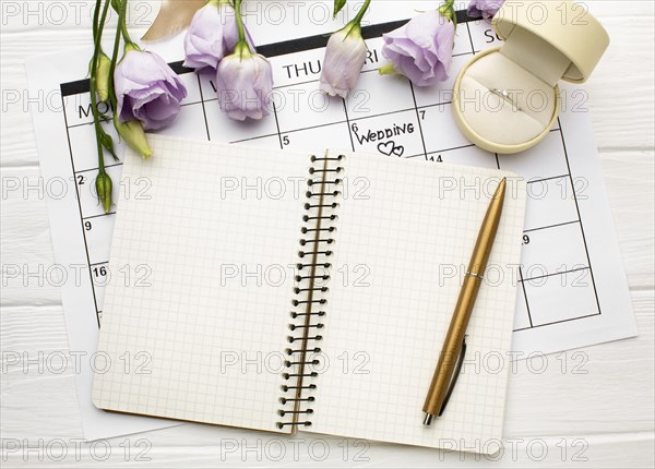 Empty open notebook wedding planner