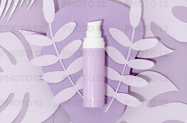 Arrangement purple make up bottle