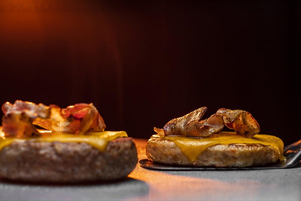Preparation delicious burger arrangement