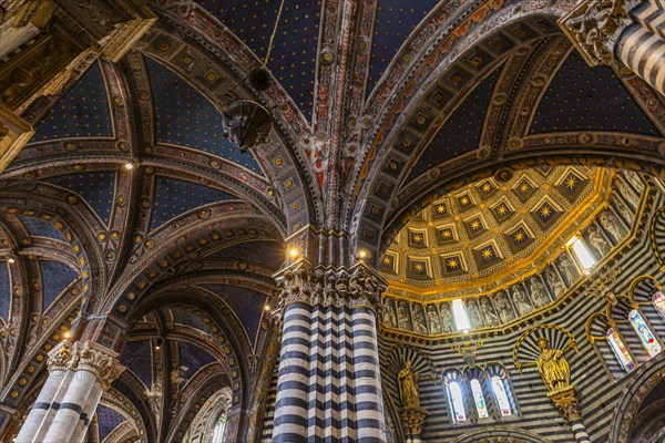 Black and white striped marble columns in the cathedral