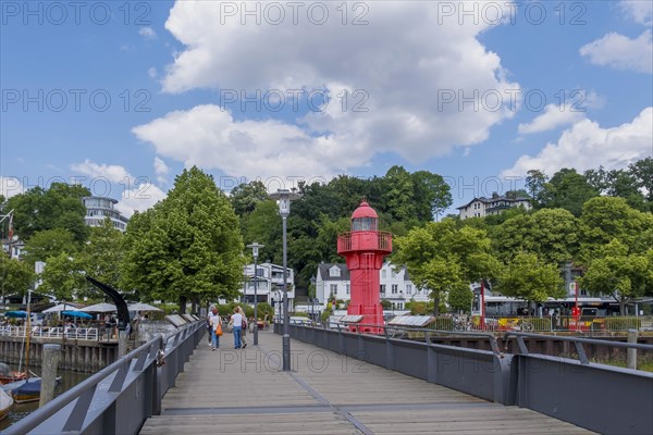 Mooring bridge and old lighthouse Pagensand-Sued