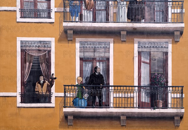 Fresco La Fresque des Lyonnais depicts famous inhabitants of the city