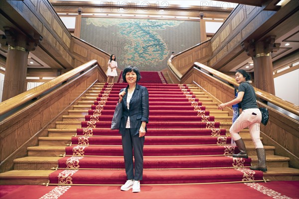 Red Staircase and South Korean Map in the Blue House or Cheongwadae