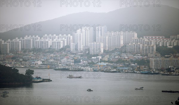 Yeosu city view in the morning mist