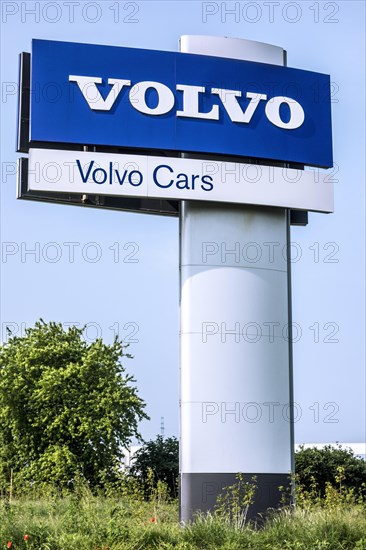 Signboard of the Volvo Cars assembly plant at the Ghent seaport