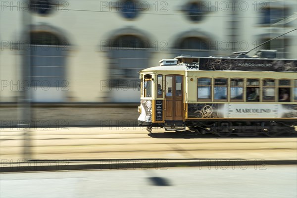 Historic tram Electrico in motion