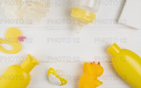 Top view baby shower essentials