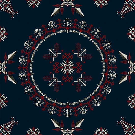 Traditional Latvian embroidery seamless pattern