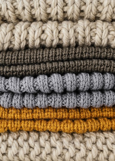 Arrangement with knitted clothes close up