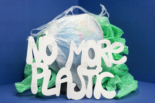 Front view plastic covering earth globe