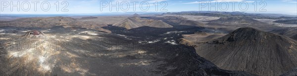 Fagradalsfjall volcano and cooled lava