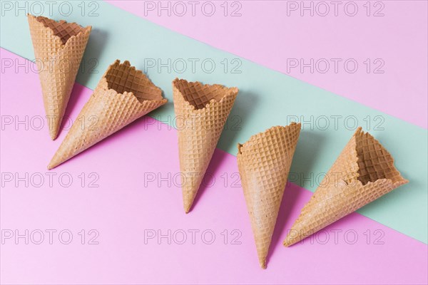 Top view ice cream cones table