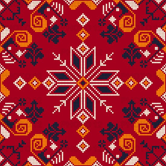 Traditional Latvian embroidery seamless pattern