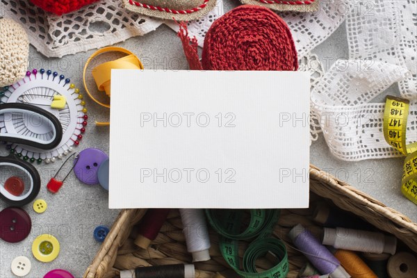 Empty white card haberdashery colourful accessories