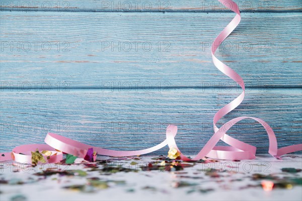 Ribbons confetti blue wood