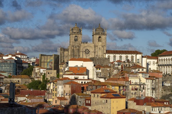 View from the Miradouro da Vitoria of the old town with the Se Cathedral in Porto