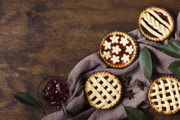 Top view delicious pies ready be served