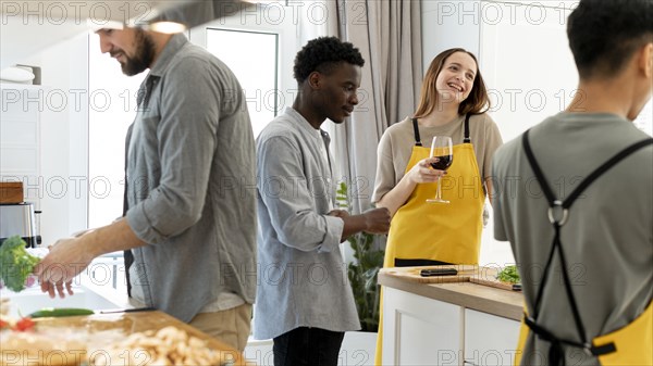 Close up people kitchen