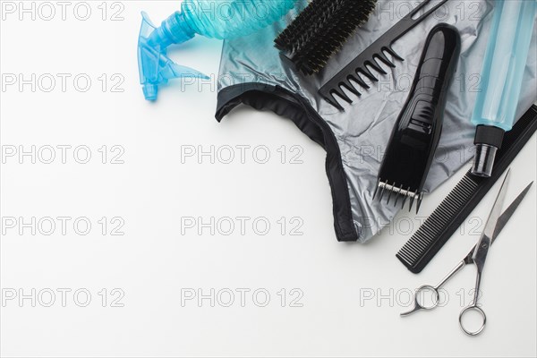 Hair supply assortment copy space