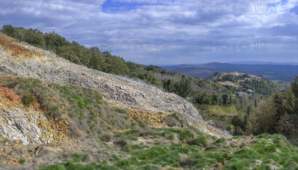 Biancane Geothermal Park and the town in the background