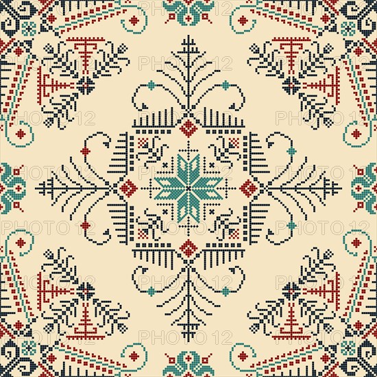 Traditional Latvian embroidery seamless pattern