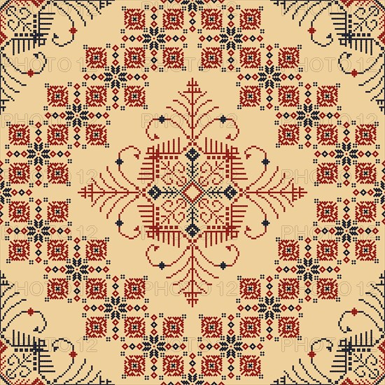 Traditional Latvian embroidery seamless pattern