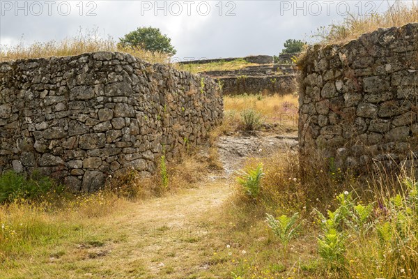 Entrance walls San Cibrao de Las hill fort Castro Culture archeological site