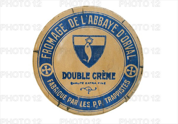 Orval Abbey cheese in vintage round wooden box at the Abbaye Notre-Dame d'Orval