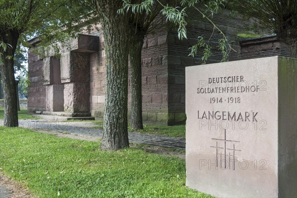 Entrance of the First World War One military cemetery Deutscher Soldatenfriedhof Langemark