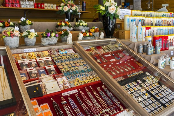 Shop selling religious souvenirs and candles near the Basilica of Scherpenheuvel