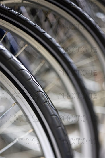 Close up of front wheel and tubular tire