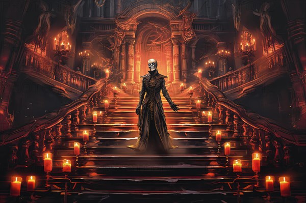 The Legendary Phantom of the Opera going down the stairs of the Paris Opera