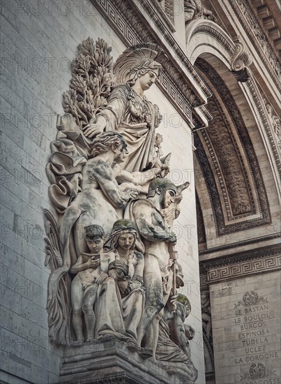 Closeup architectural details of the triumphal Arch