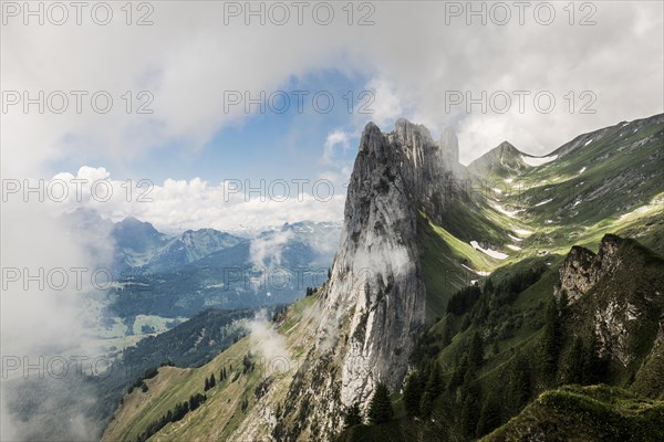Steep mountains and clouds