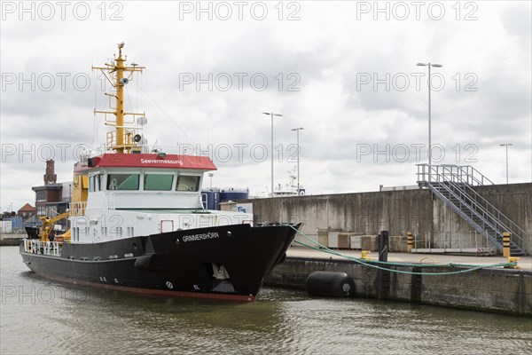 Grimmershoern sea survey vessel in the fishing port of Cuxhaven