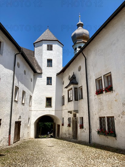 Inner courtyard of the living area in Hoeglwoerth Monastery near Anger