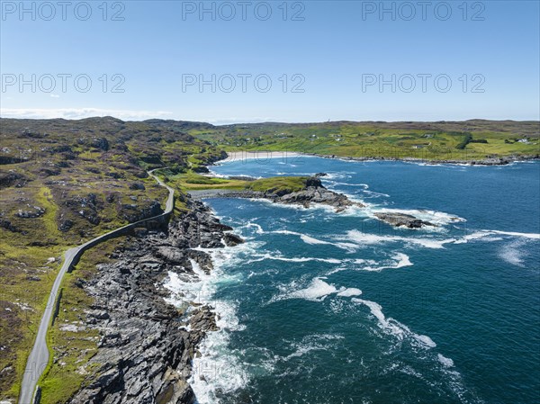 Aerial view of the single track road and scenic route B869