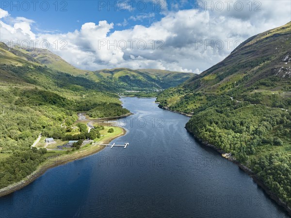 Aerial view of the eastern part of the freshwater loch Loch Leven