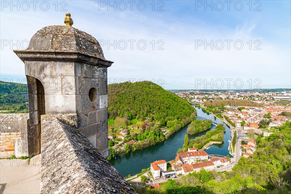 View of the Doubs River and the town of Besancon from the World Heritage Site of Besancon Citadel