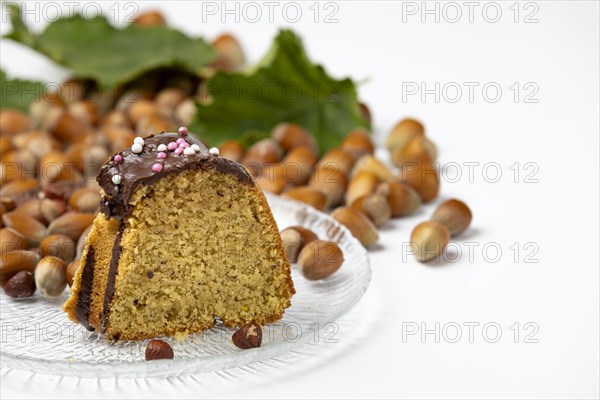 Piece of cake on glass plate