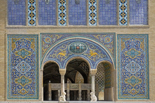 Beautiful mosaics on exterior facade of the Golestan Palace