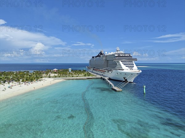 Lighthouse Bay and MSC Seashore on the private island of the cruise line MSC Cruises